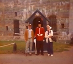 [ Harry, the guard, and Mary at the Citadel, Quebec, August 1975 ]