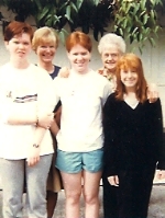 [ Jenny, Christine, Mary B., Mary A., Oona, in Seattle, 1987 ]